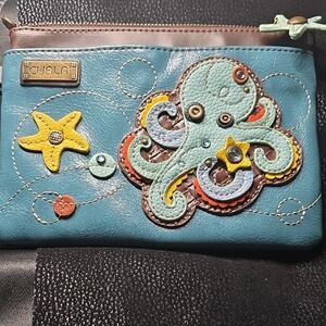 Chala Teal Wallet with Octopus and Starfish Design
